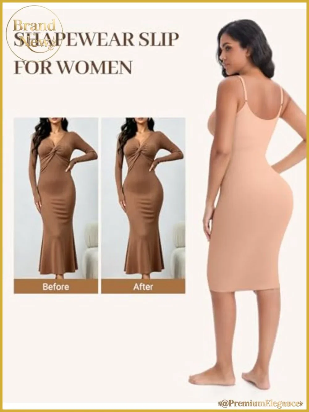 Women's Seamless Full Slip Shapewear Tummy Control Scoop Neck Dress Slip